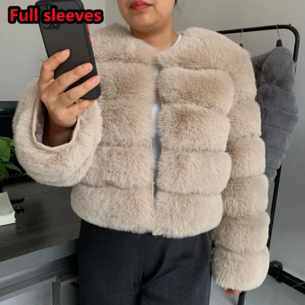 Women's Fashion faux fur coat super hot Autumn Winter women short Faux fox fur fluffy jacket high quality 7xl Ladies furry coats - Image 4