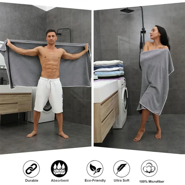 Oversize Microfiber Grey Bath Towel 35" x 70" Bath Towels for Shower Pool Beach Super Absorbent Soft Quick Dry Large Size - Image 4