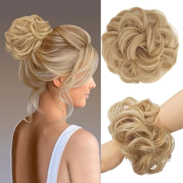 6 Inch Synthetic Hair Bun Extensions Messy Curly Elastic Hair Scrunchies Hairpieces Chignon Donut Updo Hair Pieces for Women - Image 4