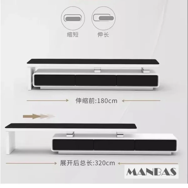 MINGDIBAO Modern  Shiny White / Black TV Stand & Smart Coffee Table, TV Cabinet & Center Table for Living Room Home Furniture - Image 6