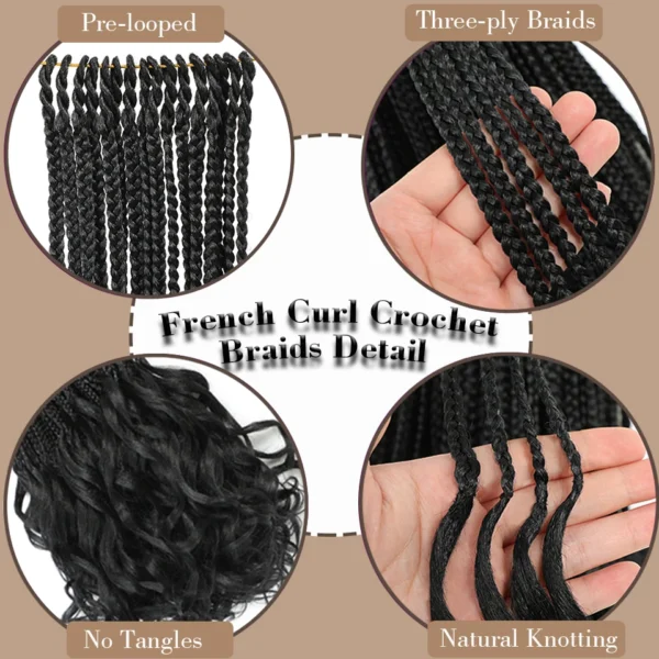 14 18 24 Inch French Curl Box Braids Crochet Hair Ombre Brown to Blonde Prelooped Synthetic French Curls Braiding Hair for Women - Image 5