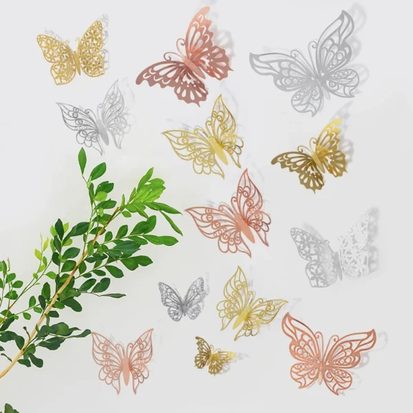 12pcs 3D Hollow Butterflies Wall Stickers on The Wall for Wedding Decoration Children Room Decor Living Room Kids Bedroom DIY - Image 4