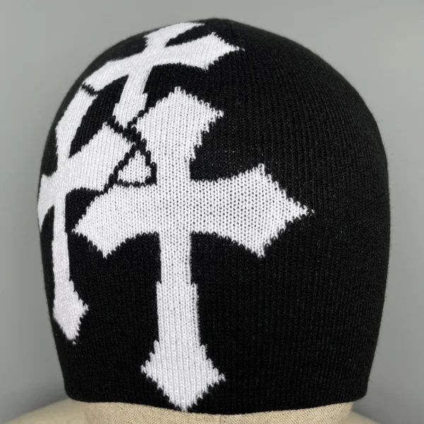 Y2K Crucifix Jacquard Knitted Hat, European And American Popularity Hip Hop Hat, Street Trend Fashion Personality Adult Hat - Image 3