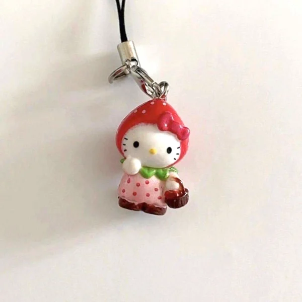 Kawaii Strawberry Holle Kitty Mobile Phone Pendant Cute Funny DIY Backpack Pendant Keychains Decoration Friend Birthday Gift - Image 5