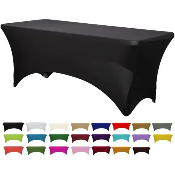 6FT 8FTSpandex Tablecloth High Stretch Wedding Hotel Birthday Table Cover for 4ft 5ft 6ft 8ft Folding Table Cocktail Tablecloth