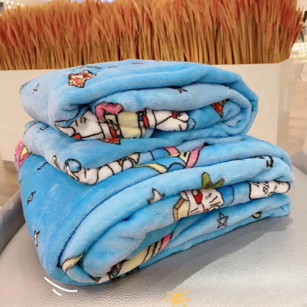 Kawaii Doraemon Blanket Comfortable Cartoon Cartoon Pattern Printing Flannel Blanket Office Nap Blanket Bedroom Bedspread Girl - Image 5