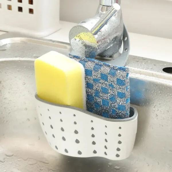 Sink Draining Basket Hanging Bag Faucet Sponge Shelf Dishwashing Sink No-punch Storage Storage Hanging Basket Organizing Rack - Image 3