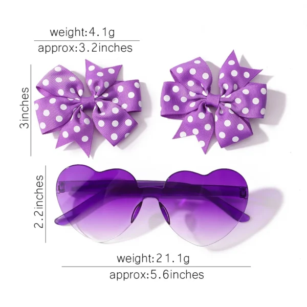 3Pcs/set Kids Cute Solid Dot Hairpin Colorful Heart Sun Glasses Set Girls Boutique Bowknot Hair Clips Children Hair Accessories - Image 6