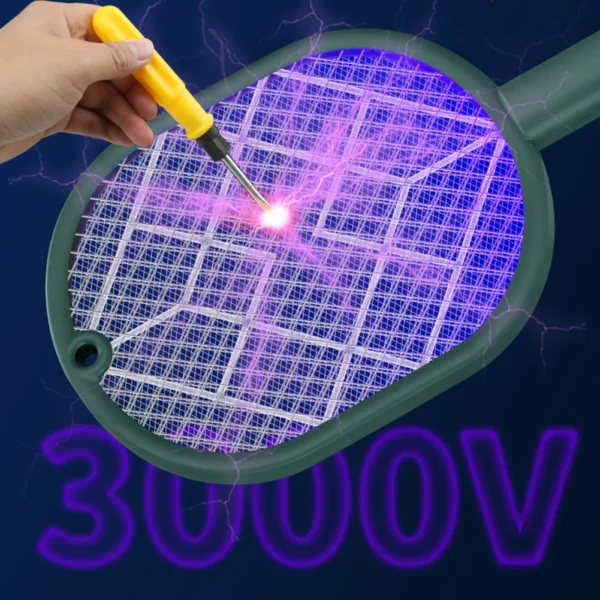 1-2PCS Electric Mosquito Killer Fly Swatter Trap USB Rechargeable Mosquito Racket Insect Killer with UV Light Bug Zapper 3000V - Image 5