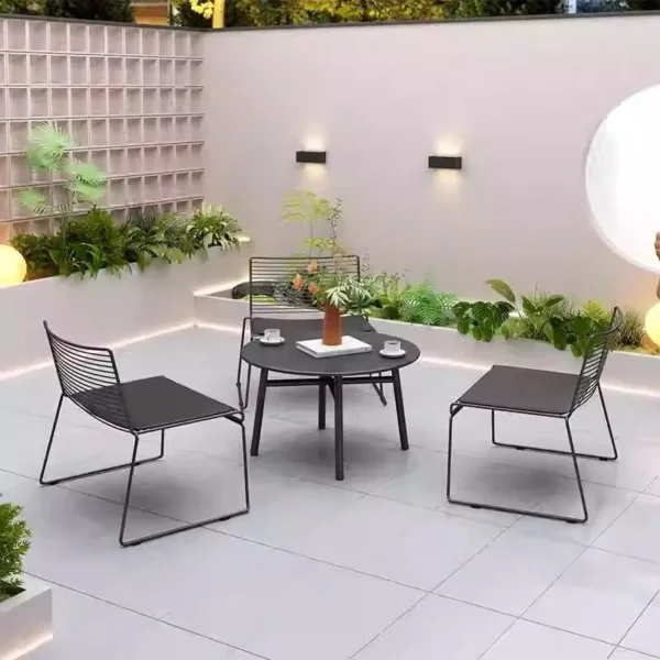 Outdoor Simple Cafe Balcony Leisure Iron Courtyard Garden Open-air Milk Tea Shop Outdoor Table and Chair Combination Furniture - Image 5