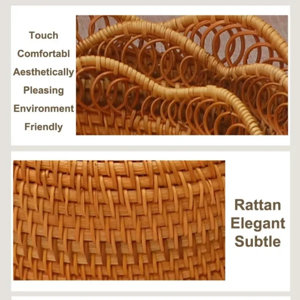 Round Rattan Fruit Baskets Handmade Universal Bread Wicker Baskets Indoor Rattan Rattan Woven Storage Trays for Fruit Vegetables - Image 6