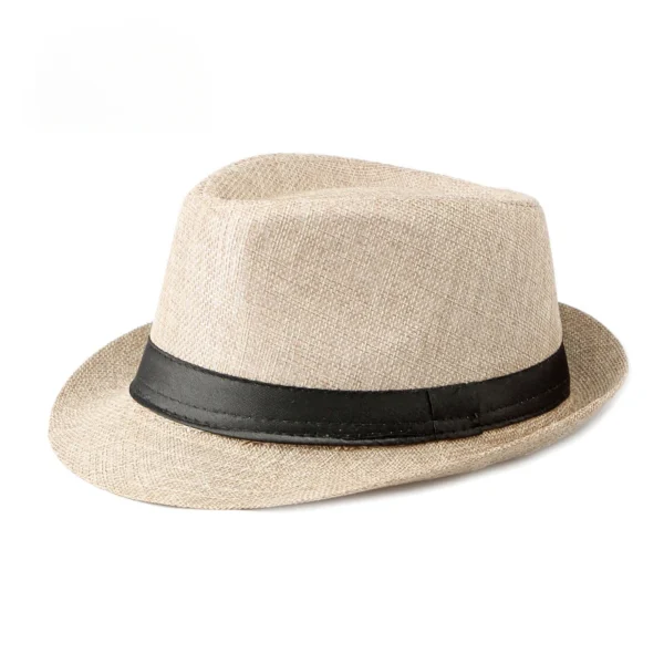 Middle-aged and Elderly Jazz Hat Fedoras Beach Linen Top Hat for Men and Women Spring and Summer Outdoor Sun Protection Hat - Image 3