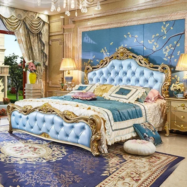 Large Princess Master Bedroom Set Double Villa High Luxury Human Bedroom Set Wooden Sleeping Letti E Mobili Nordic Furniture - Image 5