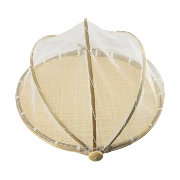 Bamboo Woven Baskets Anti-Mosquito Nets Fruit Vegetable Basket Dustpan Tent Basket Tray Portable Picnic Mesh Net Covers - Image 3