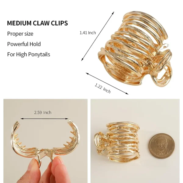 Fashion Gold Color Hollow Geometric Hair Clips Metal Hair Claw Cross Hairclip Headband Hairpin Hair Crab Women Hair Accessories - Image 2