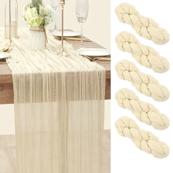 90x300 cm knit cloth table runner Wedding birthday party banquet decoration gauze fabric voile table cloth Twist table cover