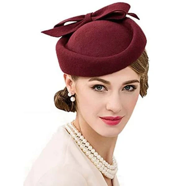 Women Church Fascinators Hats Black Vintage Wool Wedding Pillbox Tea Party Hat Fedora Felt Fedora Red For Ladies Derby Hat - Image 5