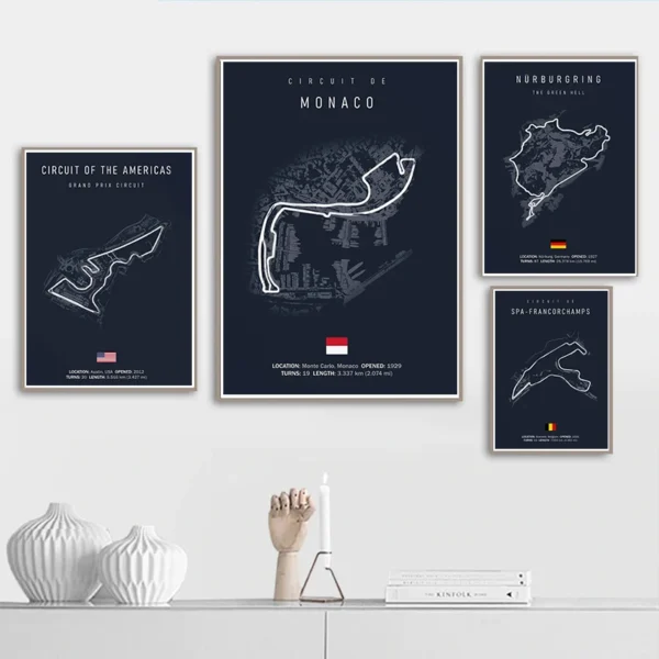 F1 Imola Monaco Track Circuit Canvas Painting Formula 1 Wall Art Nordic Poster Aesthetic Motorsport Race Picture for Home Decor - Image 4