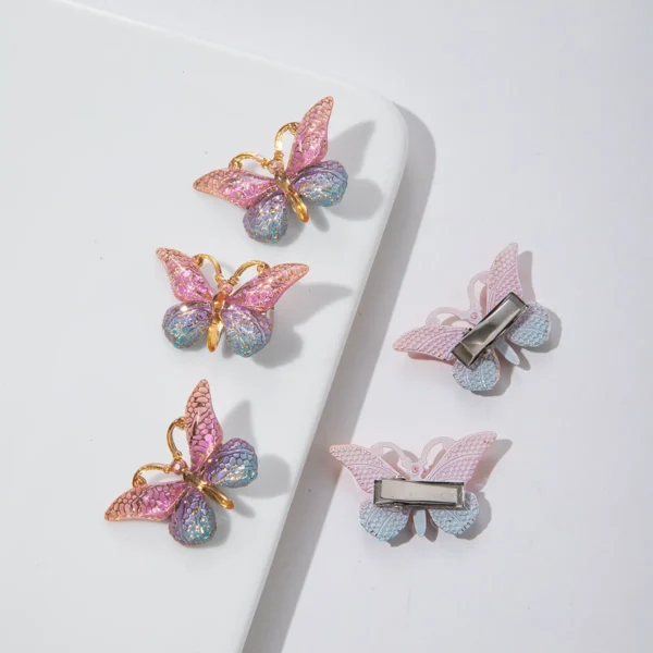 5PCS Sweet Macarons Gradient Color Cute Butterfly Kids Hairpins Children Headwear Princess Barrette Girls Hair Accessories - Image 5