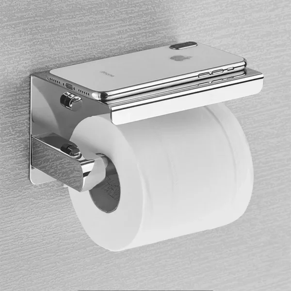 Stainless Steel Bathroom Paper Holder Toilet Roll Holder No Drilling Wall Mount WC Paper Phone Holders Home Paper Towel Holder - Image 4