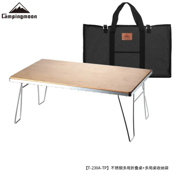 CAMPINGMOON T-230A Thickened Stainless Steel Outdoor Camping Portable Foldable Table Picnic Venue Shelves Storage Bag - Image 4