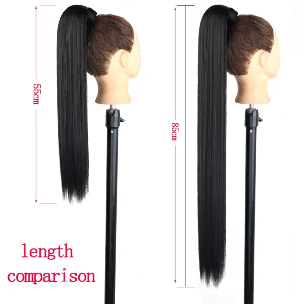 34inches Synthetic Ponytail Hair Extension Clip in Fake Wig Hairpiece Blonde Wrap Around Pigtail Long Smooth Overhead Pony Tail - Image 2