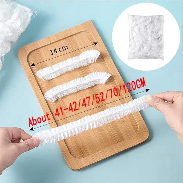 Large Disposable Food Cover Bags Big Food Cover Plastic Bags Elastic Saran Wrap Fruit Cover Shower Headgear Kitchen Fresh Saver - Image 5