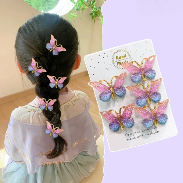 5PCS Cute Sweet Stereoscopic Color Gradient Baby Hairpins Kids Hair Clips Children Headwear Princess Barrette Girls Accessories