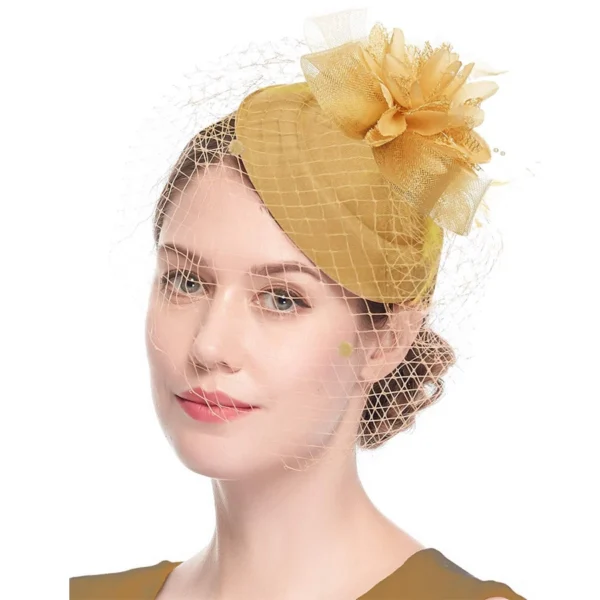 Fascinator Hats for Women 20s 50s Vintage Pillbox Hat Kentucky Derby Fascinators Flower Veil Hair Clip Wedding Tea Party Hat - Image 3