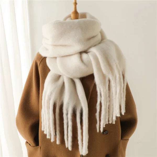 Winter Scarf for Women Cashmere Warm Solid Pashmina Blanket Wraps Female Thick Soft Bufanda Big Tassel Shawl Long Poncho Echarpe - Image 3