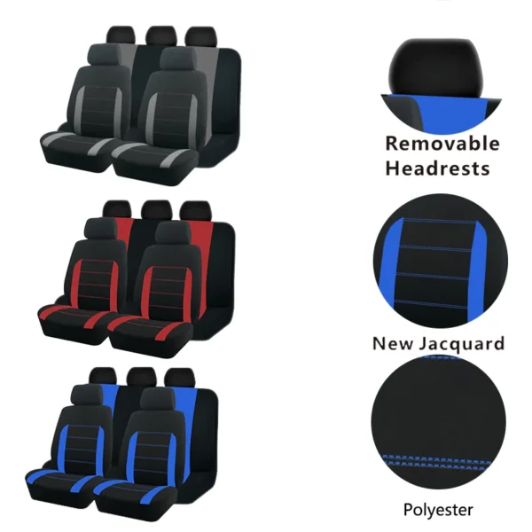 AUTO PLUS Sports Universal Polyester Car Seat Cover Set Fit Most Car Plain Fabric Bicolor Stylish Car Accessories Seat Protector - Image 4