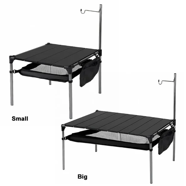 Camping Aluminum Alloy Table Folding Compact Beach Table with Large Storage Organizer Carrying Bags Ultralight with Light Pole - Image 5