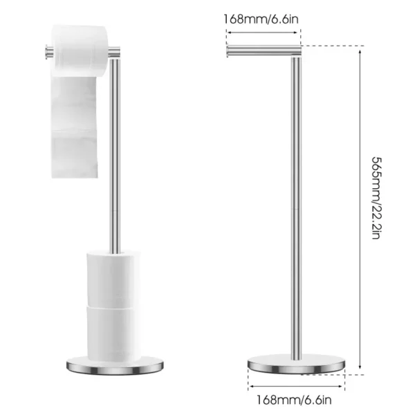 Paper Towel Holder Bathroom Stainless Steel Floor Mounted Toilet Paper Holder Single Pole Kitchen Floor Shelf Bathroom Fixtures - Image 6