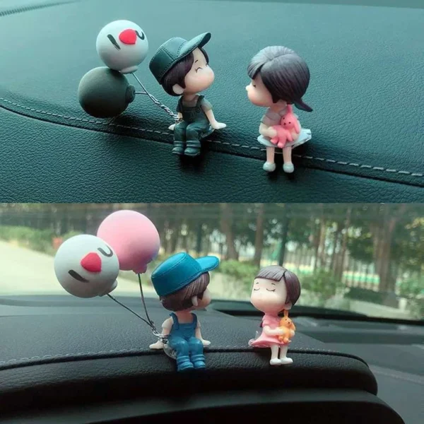 Car Decoration Cute Cartoon Couples Action Figure Figurines Balloon Ornament Auto Interior Dashboard for Girls Gifts Accessories - Image 4