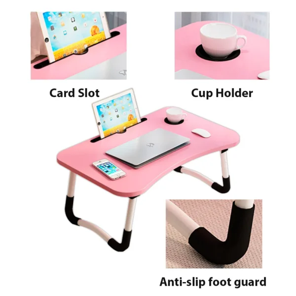 Folding Laptop Desk for Bed Sofa Laptop Bed Tray Table Desk Portable Lap Desk With tablet slot and cup holder Table support - Image 2