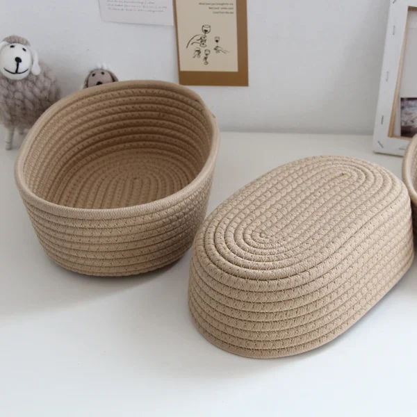 Desktop Sundries Basket Storage Box Hand Woven Basket Kids Toys Organizer Office Stationery Cosmetics Snack Pouch Accessories - Image 5