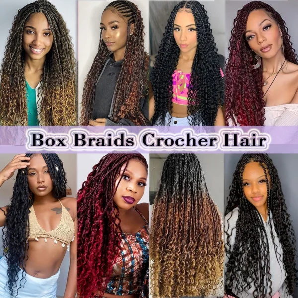 1-6 Packs Boho Box Braids Crochet Hair 18 24 Inch Bohomian Braids Crochet Hair Goddess Box Braids Braiding Hair For Black Women - Image 5