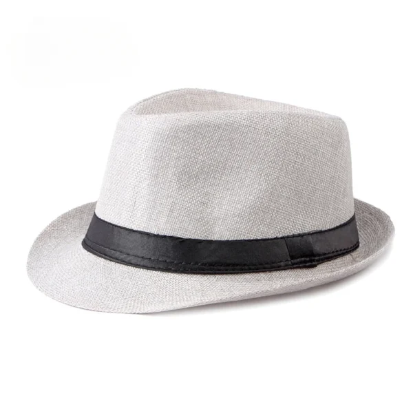 Middle-aged and Elderly Jazz Hat Fedoras Beach Linen Top Hat for Men and Women Spring and Summer Outdoor Sun Protection Hat - Image 4