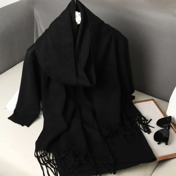 62Color Solid Women Winter Scarf Warm Thicken Cashmere Shawl Outdoor Fashion Luxury Tassels Pashmina Lady Wrap Windproof Scarves - Image 3