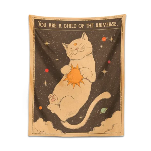 Sun moon Tarot Cat Tapestry  Wall Hanging Witchcraft you are a child of the universe Bohemia Home Decor Hippie Bedroom Decor - Image 6