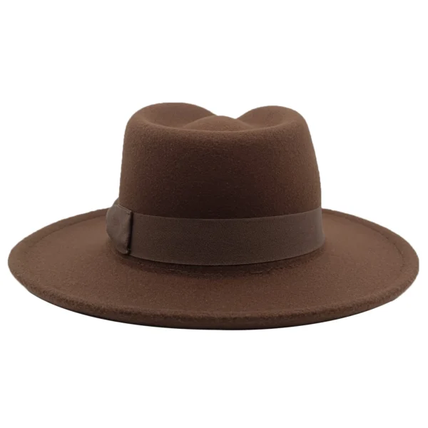 INDIANA JHONES Coffee Fedoras Hats  Men's VintageFelt Wide Brim Bucket Hats Man For Men Women Fedora Swanowing - Image 5