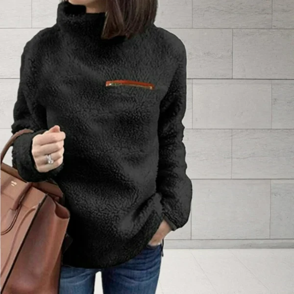 Winter Super Soft and Comfortable Solid Color Turtleneck Pullover Women's Sweater Fashion Zipper Sexy Top Ladies Hipster Clothes - Image 2