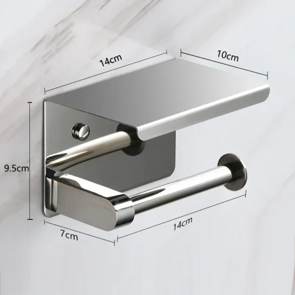 Aluminum Alloy Toilet Paper Holder Shelf with Tray Kitchen Wall Hanging Punch-Free Toilet Paper Roll Holder Bathroom Accessories - Image 6