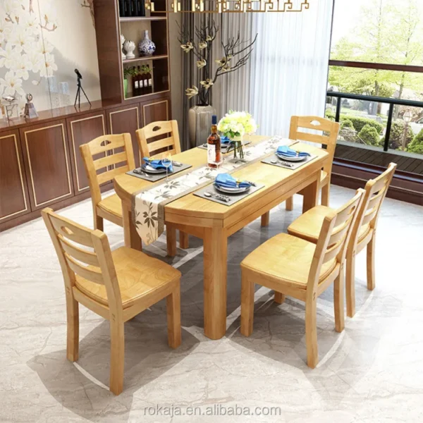 Economic Round Wooden Dining Tables Expandable Used Restaurant Dining Table And Chair Set - Image 3