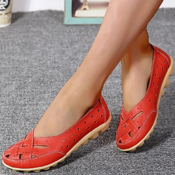 Women Shoes For Summer Flats Soft Leather Shoes Flat Slip On Loafers Women Casual Shoes Breather Moccasins Nursing Zapatos Mujer - Image 3