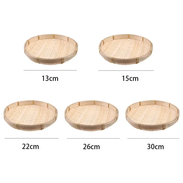 1Pc Natural Bamboo Sieve Handmade Weaving Round Dustpan Unbreakable DIY Decorative Fruit Bread Basket Kitchen Storage - Image 6