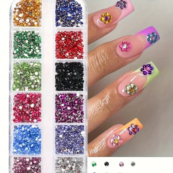 12 Grid Shimmering Crystal Nail Art Rhinestones Flatback Colorful Gemstones Versatile Decoration Nails Shoes Makeup Bags - Image 4