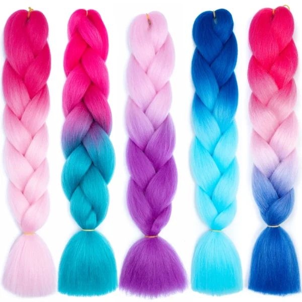 24 Inch Jumbo Braids Extensions Synthetic Braiding Hair Afro Ombre Color kanekalon Hair for Children Braid - Image 3