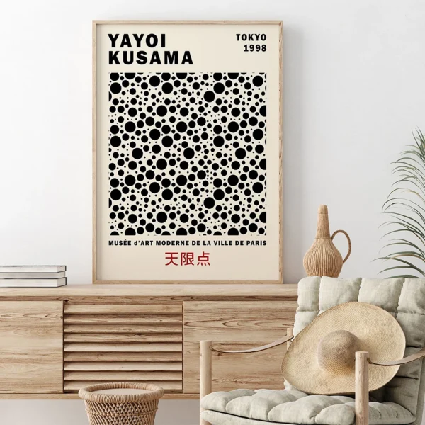 Yayoi Kusama Abstract Line Dots Canvas Art Poster and Print Black Green Canvas Painting Wall Art Picture for Room Home Decor - Image 3