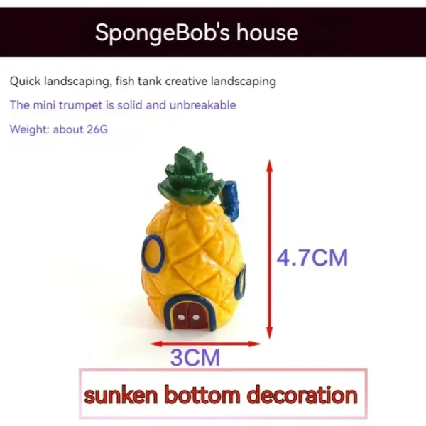 Aquarium Decoration Landscaping Accessories Fish Tank Aquarium Decoration Cartoon Character Pineapple House Decoration - Image 3